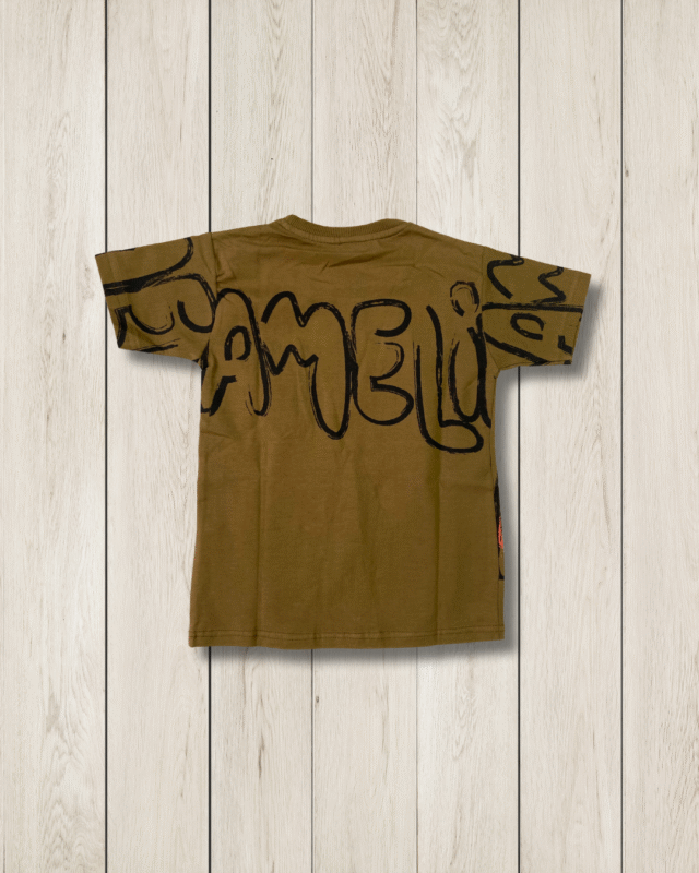 Girls' Olive Brown "Amelie" Print T-Shirt