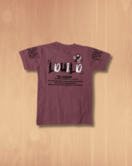 Boys' Brown Graphic Print T-Shirt with Pocket Detail