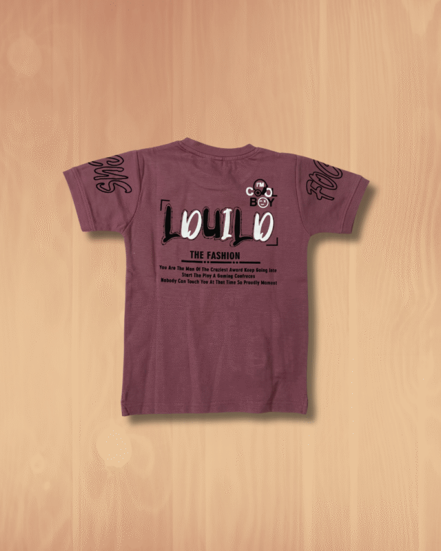 Boys' Brown Graphic Print T-Shirt with Pocket Detail