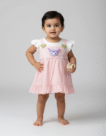 Baby Girls' Pink Overalls Dress with Character & Ruffles